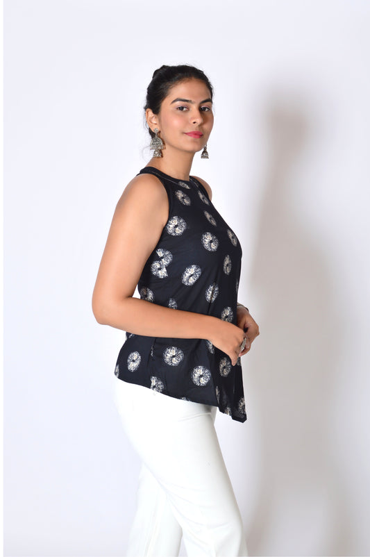 Black Halter Neck Cotton Top