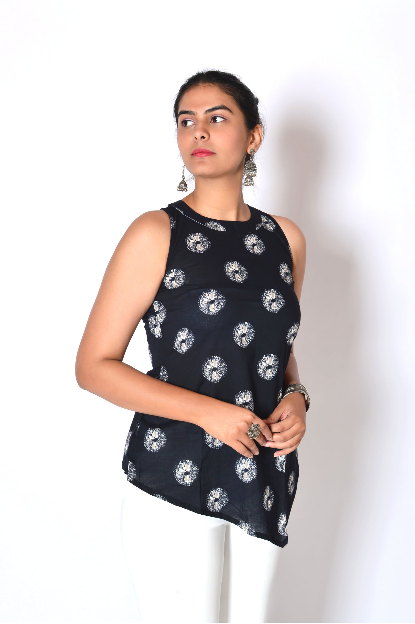 Black Halter Neck Cotton Top