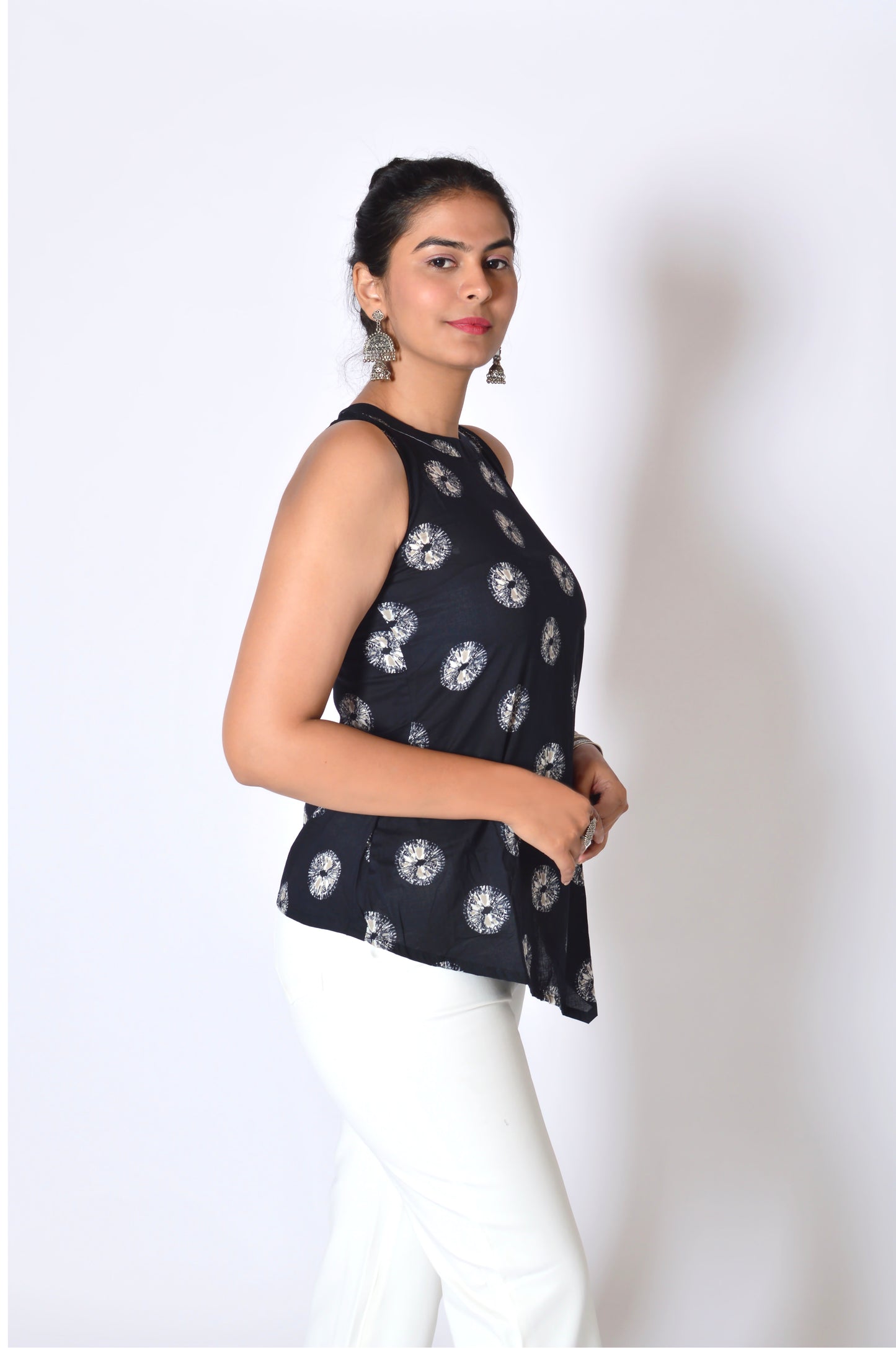 Black Halter Neck Cotton Top