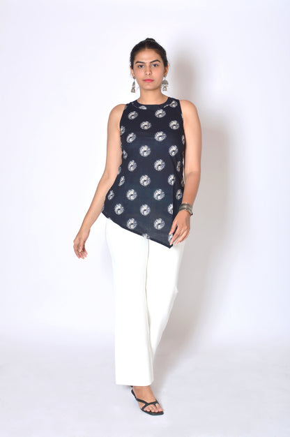 Black Halter Neck Cotton Top