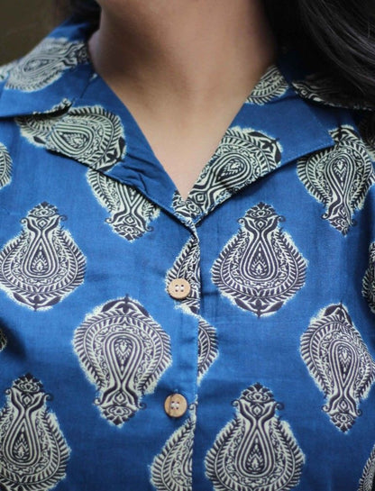 Blue Loom Collar Shirt