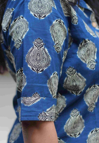 Blue Loom Collar Shirt