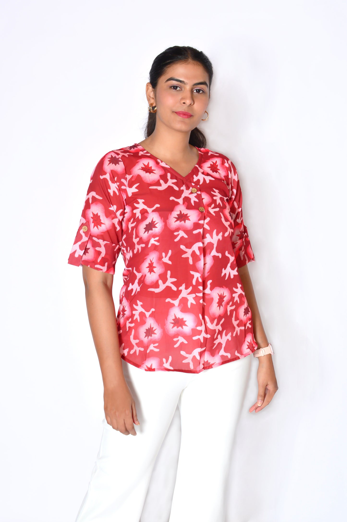Crimson Abstract Top