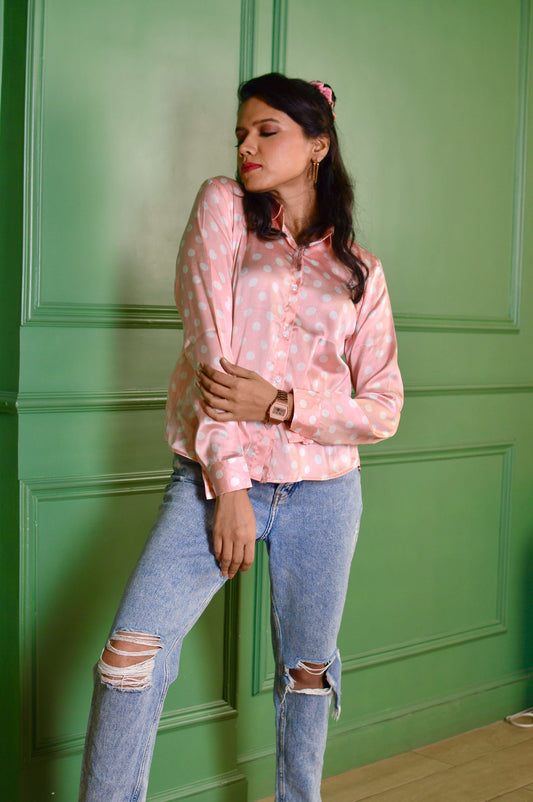 Peach Polka Dots Shirt